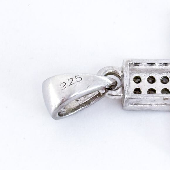 Vintage Sterling Silver 925 Cubic Zirconia Cross Pendant - Picture 5 of 7